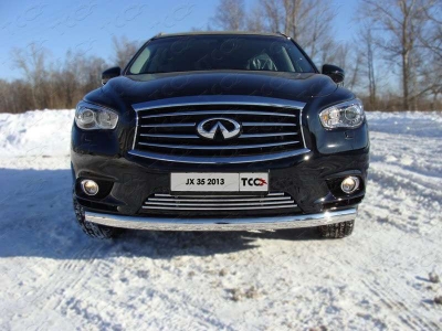 Защита передняя овальная длинная 75-42 мм ТСС для Infiniti JX35/QX60 2012-2016