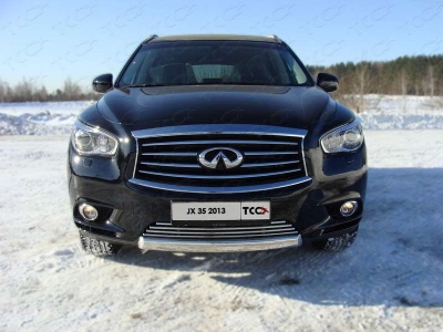 Защита передняя овальная короткая 75-42 мм ТСС для Infiniti JX35/QX60 2012-2016