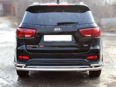 Защита заднего бампера "волна" d-60+43 Технотек для Kia Sorento Prime 2018 – н.в.