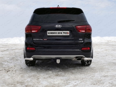 Защита задняя уголки 60 мм ТСС для Kia Sorento Prime 2018-2021