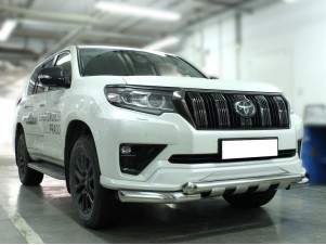 Защита переднего бампера  d-76 с доп.накладками для Toyota Land Cruiser Prado 150 BLACK ONYX 2020 – н.в. LCPR20_1.8BO