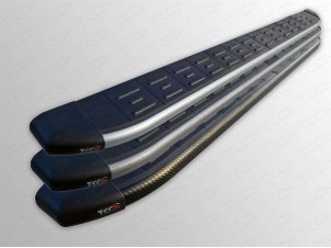 Пороги алюминиевые ТСС с накладкой для Kia Mohave № KIAMOH-07AL