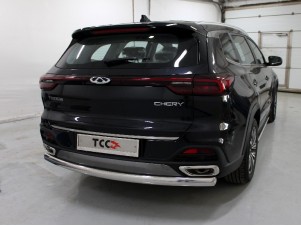 Защита заднего бампера овальная 75х42 мм для Chery Tiggo 8 № CHERTIG820-34