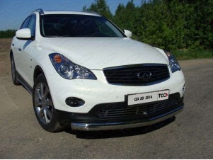 Защита передняя овальная двойная 75-42 мм для Infiniti QX50/EX25/EX35/EX37 № INFQX5014-01